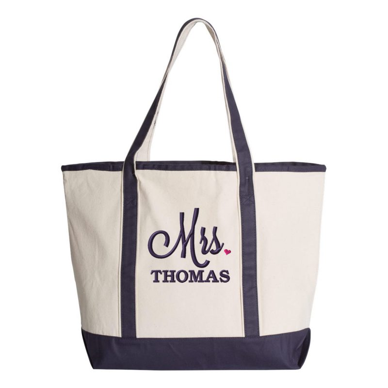 Personalized "Mrs." Bride Tote Bag with Heart