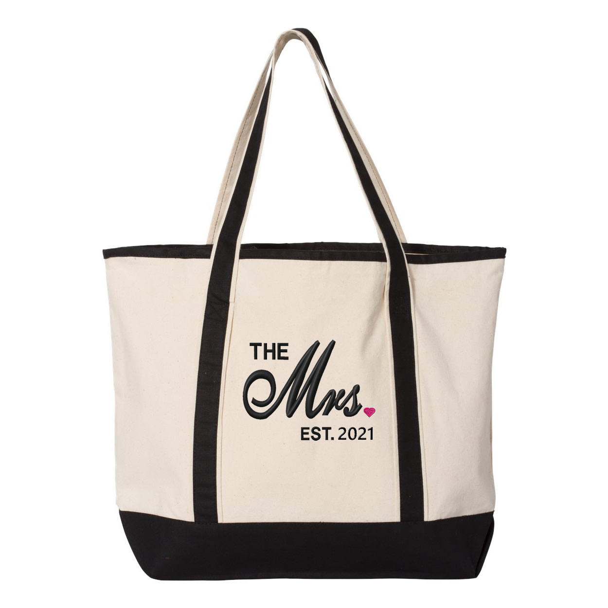 Mrs. Last Name Est Year Tote Bag Personalized Date Wedding 