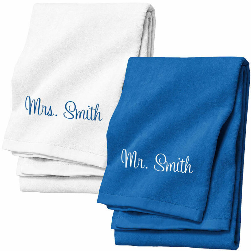 Personalized Velour Mr. & Mrs. Beach Towel Set