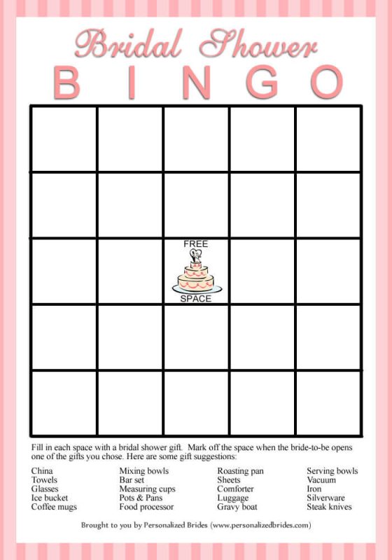 15 Free Printable Bridal Shower Games | Wedding Freebies - Personalized ...