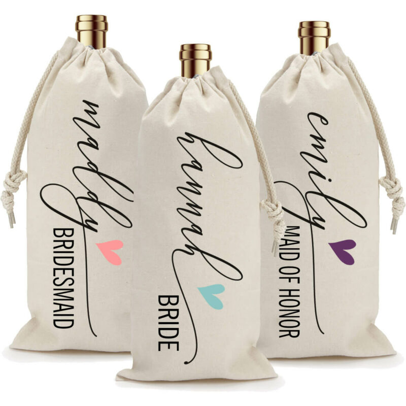 Bridal Party Wine Bag with Name & Title