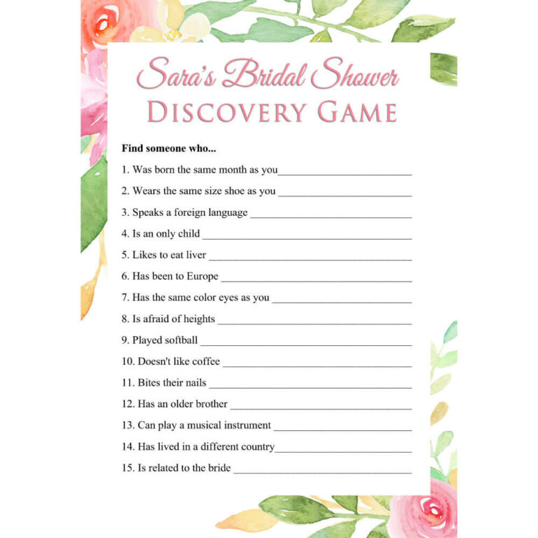 15 Free Printable Bridal Shower Games - Personalized Brides