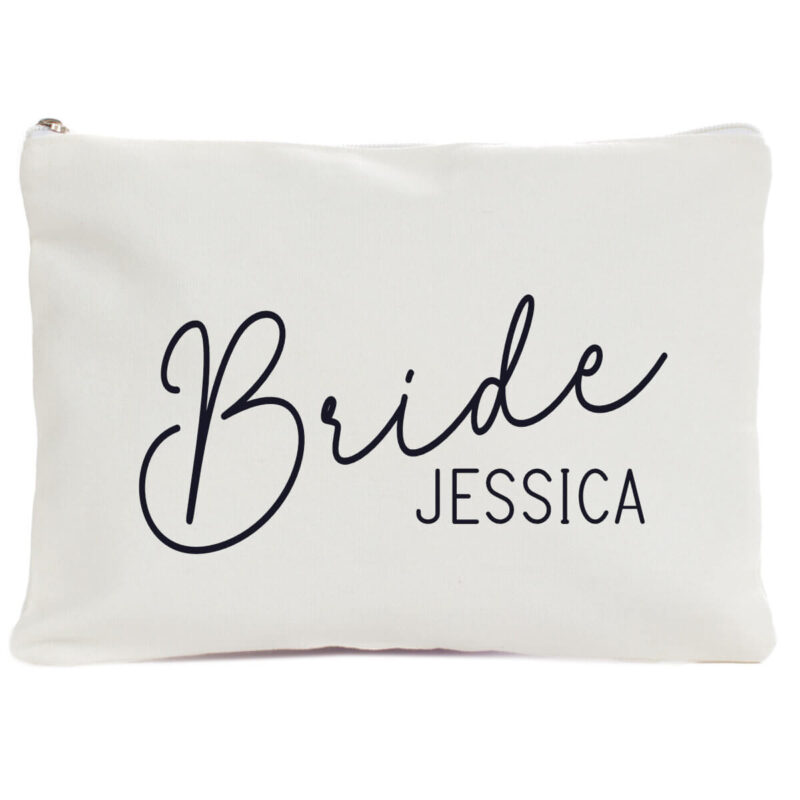 Bride Canvas Cosmetic Pouch with Name