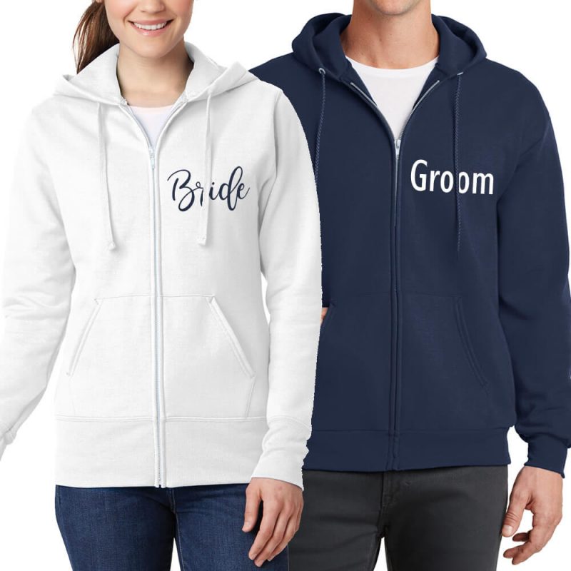 Personalized Full-Zip Bride & Groom Hoodie Set