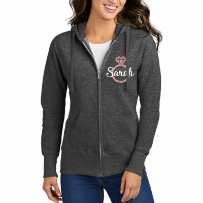 Full-Zip Hoodie with Floral Wreath Monogram - Personalized Brides