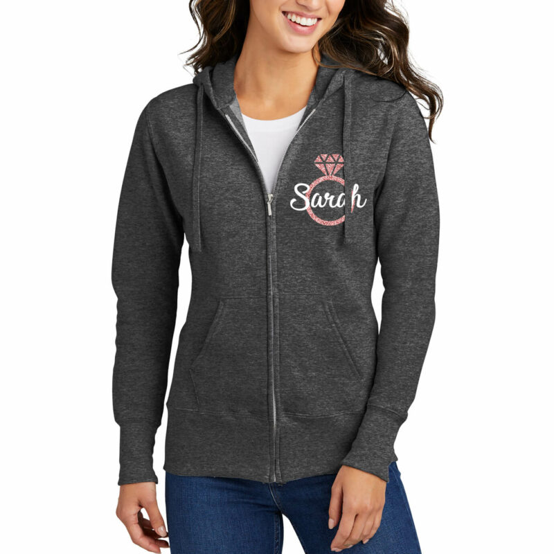 Bridal Party Zip Hoodie with Name and Ring