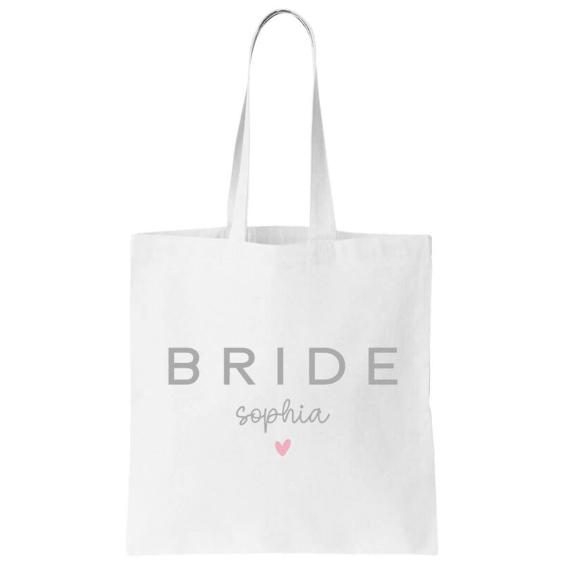 Bride Canvas Tote Bag with Name