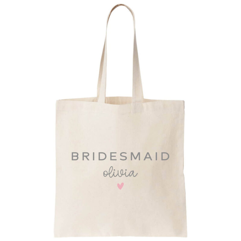 Bridesmaid Canvas Tote Bag with Name - Personalized Brides