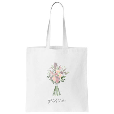 Canvas Tote Bag with Bouquet