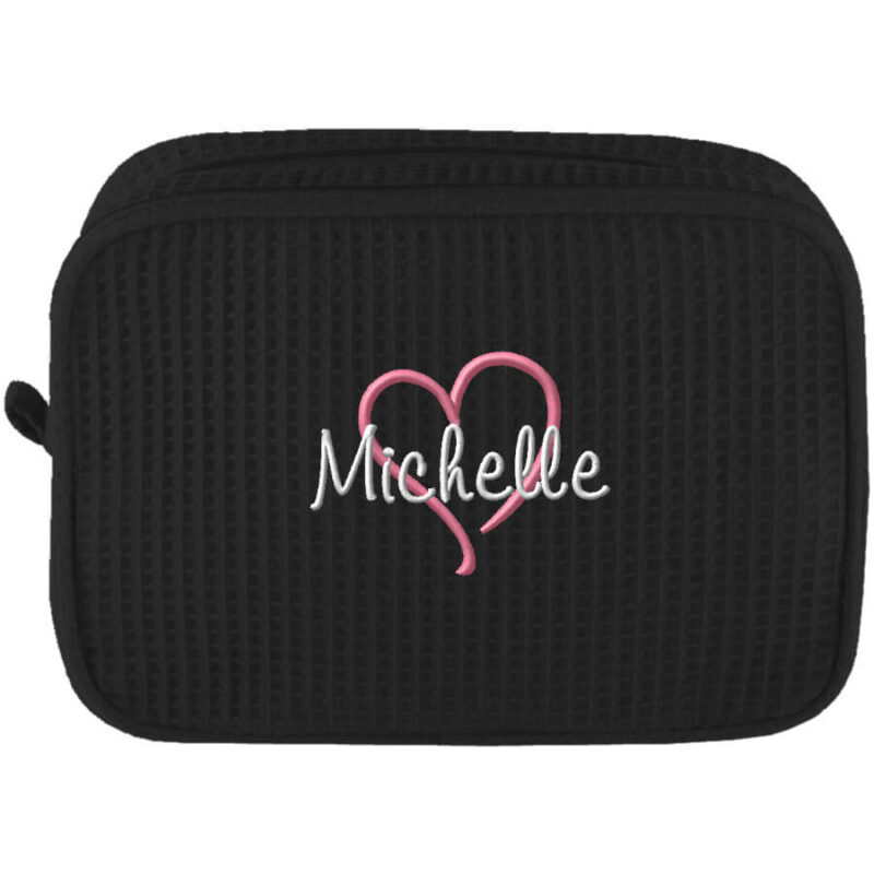 Personalized Cosmetic Bag with Name & Heart