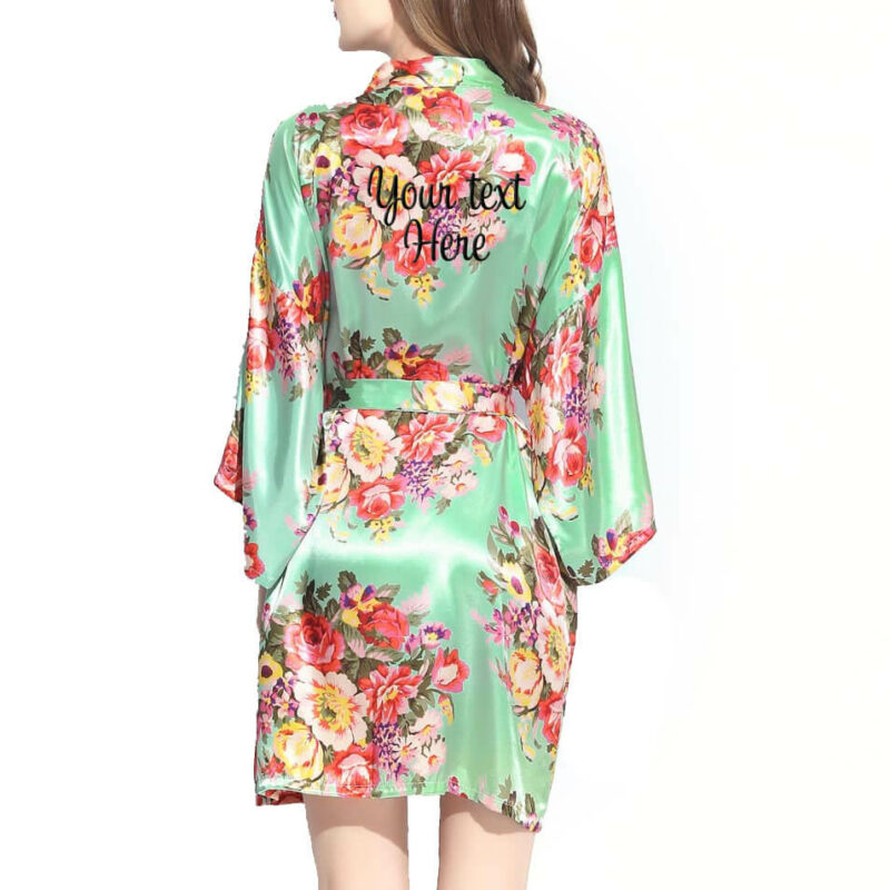 Create Your Own Embroidered Floral Satin Robe - New