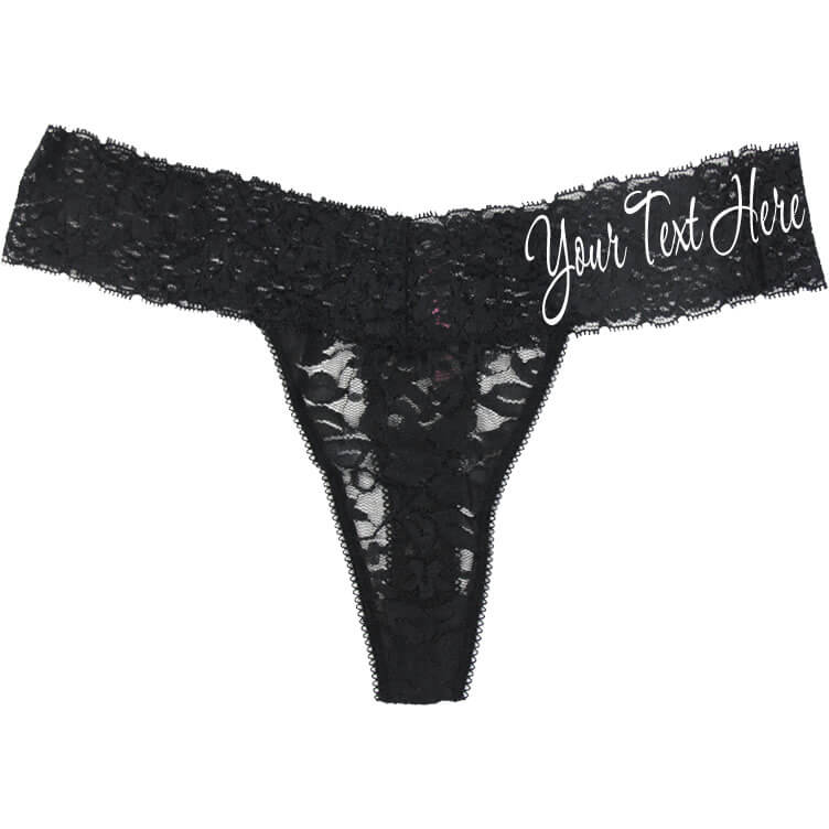 Customizable Play with me Thongs (Black) Add Name or Phrase on the Back