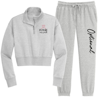 Cropped Quarter-Zip Future Mrs. Bride Sweatshirt & Jogger Set