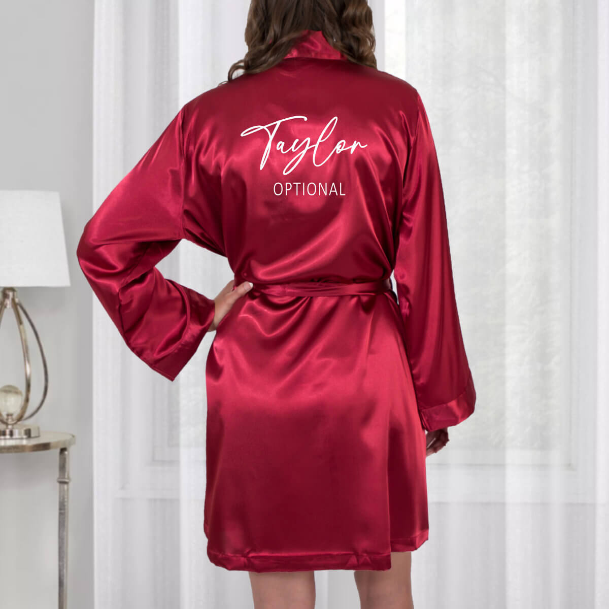 Personalized Satin Robe with Name and Initial on Front