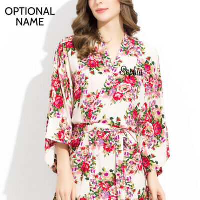 Floral Cotton Robe Optional Name