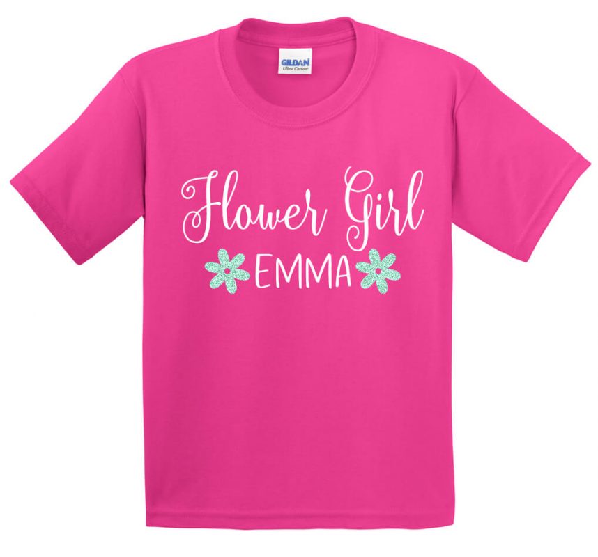 Flower Girl Glitter Shirt With Name Personalized Brides