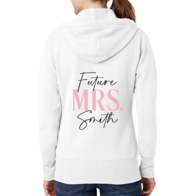 Full-Zip Hoodie with Floral Wreath Monogram - Personalized Brides