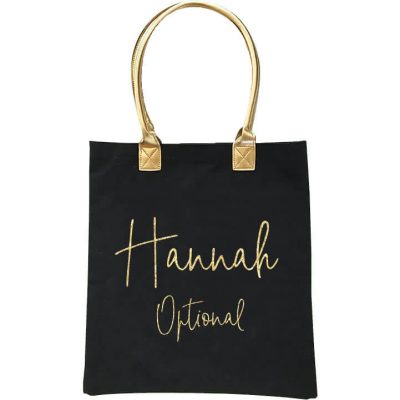 Gold Handle Bridal Party Tote Bag with Name