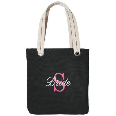 Personalized Grommet Bride Tote Bag with Initial