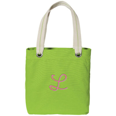 Personalized Grommet Bridal Party Tote Bag with Initial