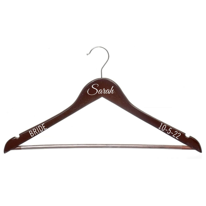 Wood Hanger with Name, Date & Title - Cherry