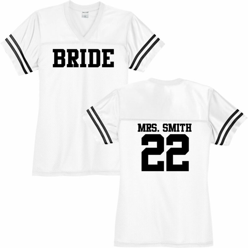 Bride V-Neck Football Jersey with Name & Number