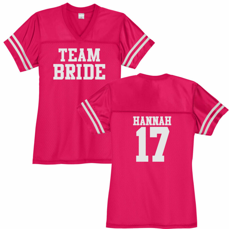 "Team Bride" V-Neck Football Jersey with Name & Number