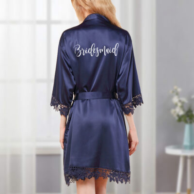 Lace Satin Bridesmaid Robe Back - Lifestyle