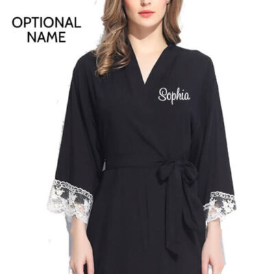 Lace Cotton Robe Optional Name