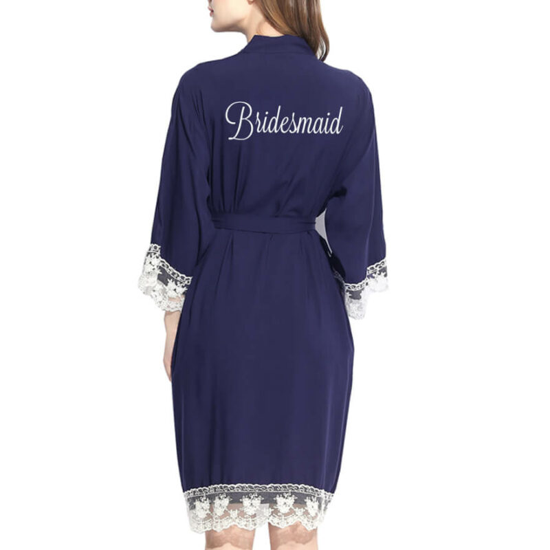 Embroidered Lace Trim Bridesmaid Robe