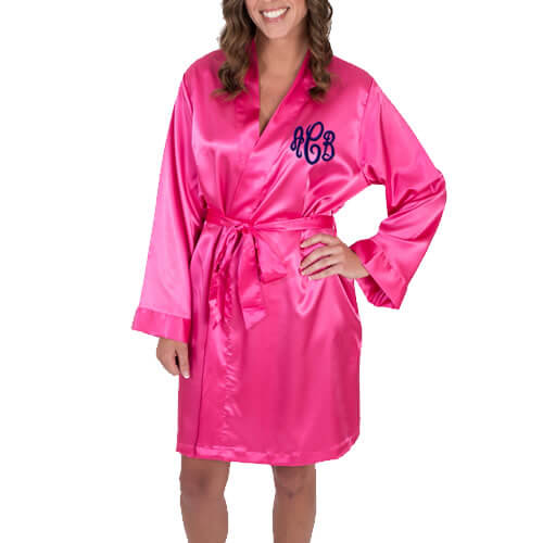Personalized Satin Bridal Party Robe with Monogram - Embroidered -  Personalized Brides