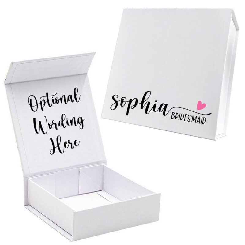 Magnetic Bridal Party Gift Box with Name & Wedding Title