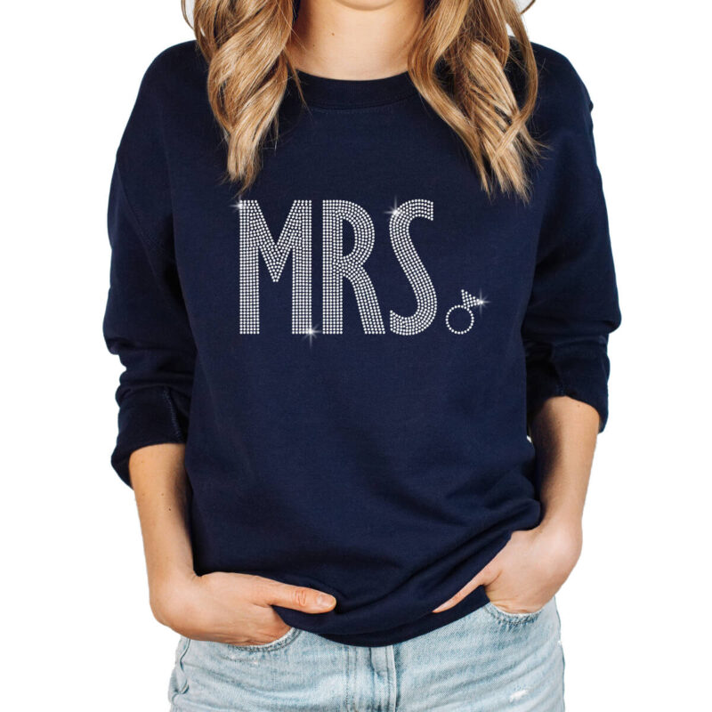 Rhinestone "Mrs." Sweatshirt with Ring