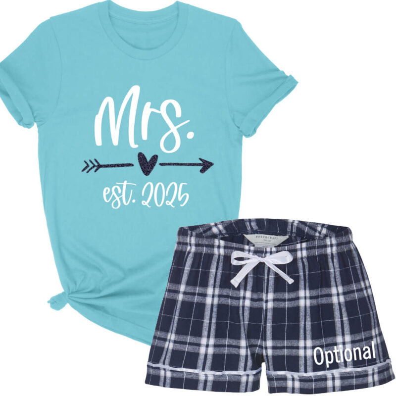 "Mrs." Pajama Set with Date & Optional Name