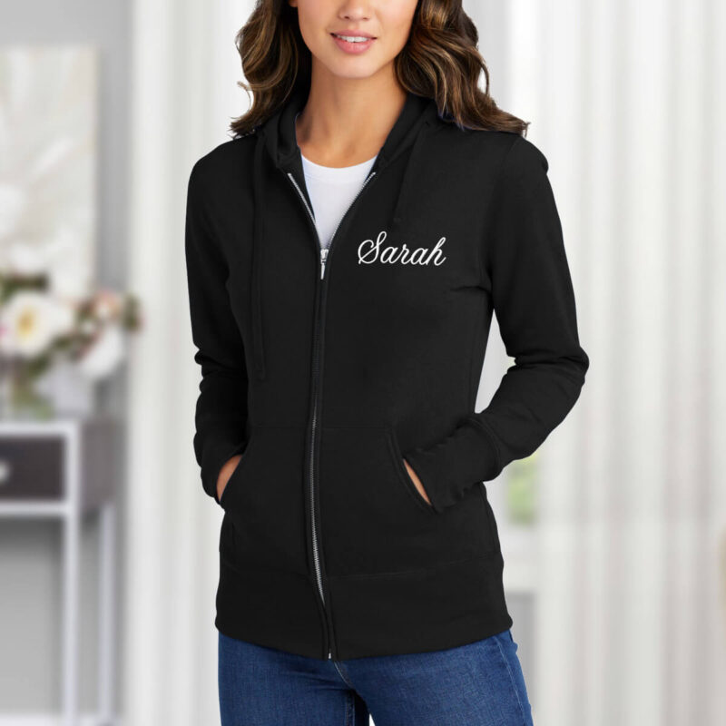 Full-Zip Bridal Party Hoodie with Embroidered Name - Lifestyle