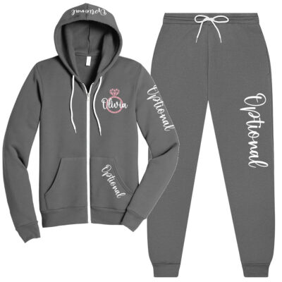 Custom Bridal Party Sweatsuit Getting Ready Outfit with Name & Ring