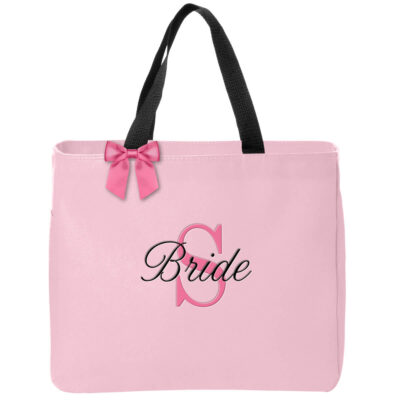 Personalized Bride Solid Tote Bag with Initial