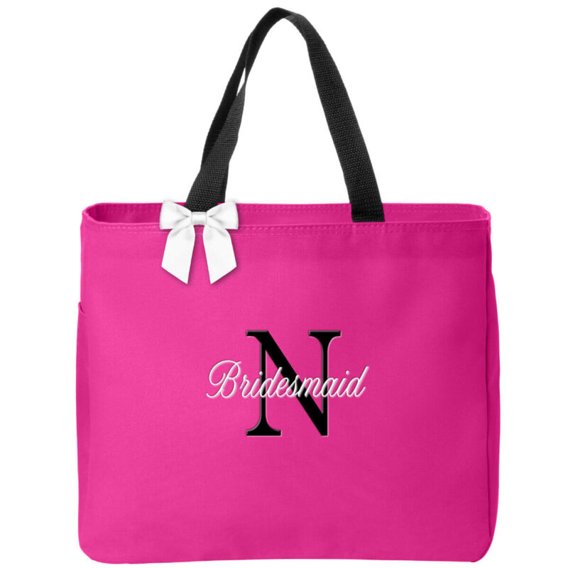 Personalized Bridal Party Solid Tote Bag with Initial