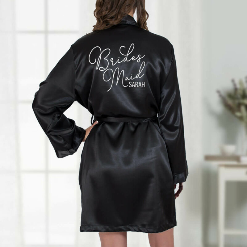 Satin Bridesmaid Robe with Name - Lifestyle