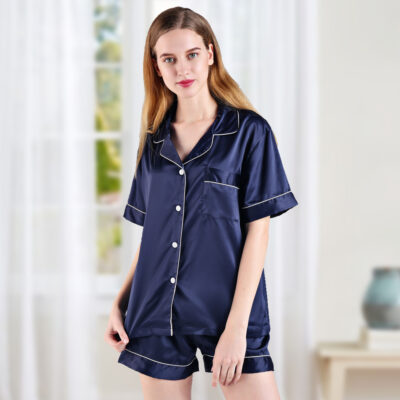 Satin button up pajamas sale