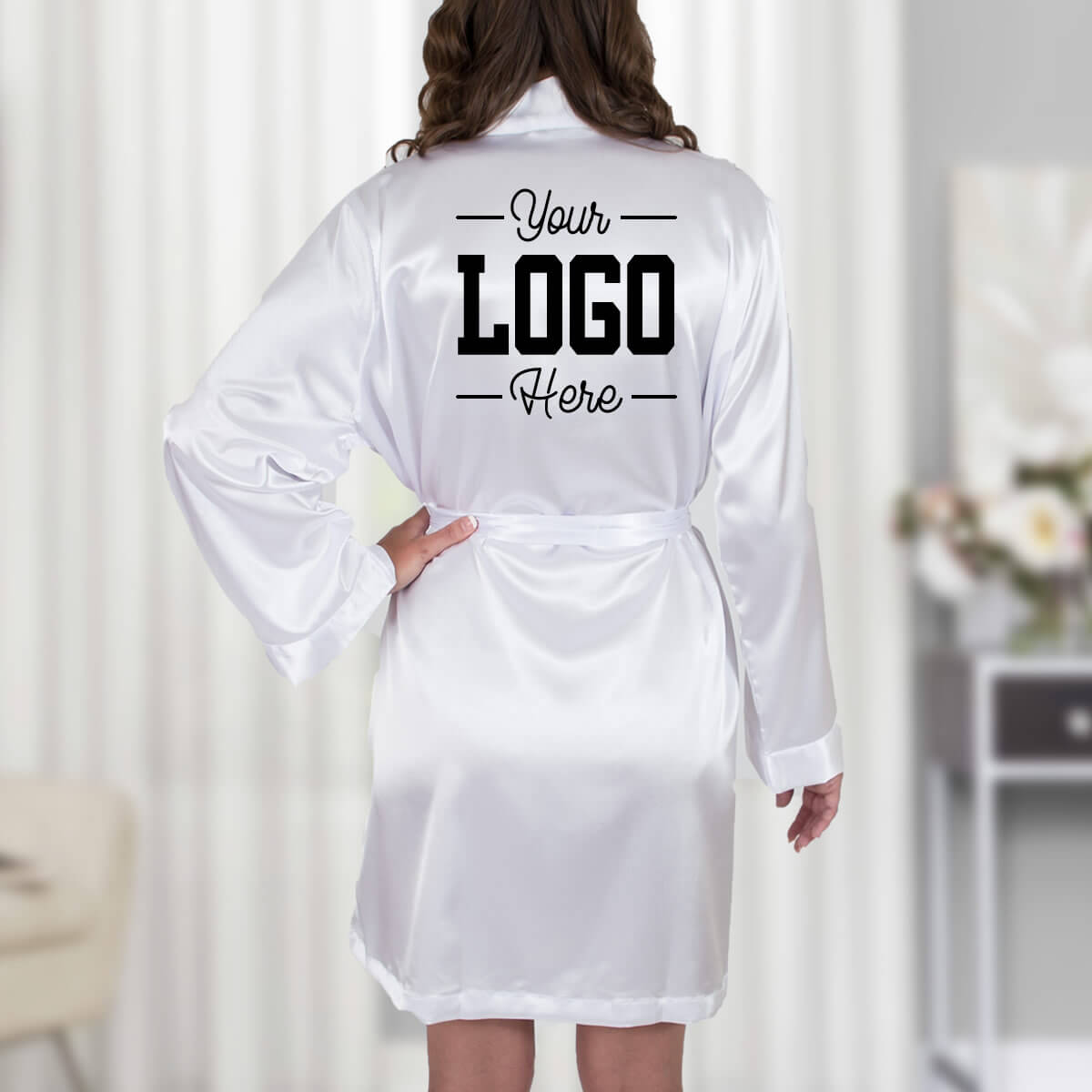 Satin Robe with Custom Logo - 1 Color - Personalized Brides