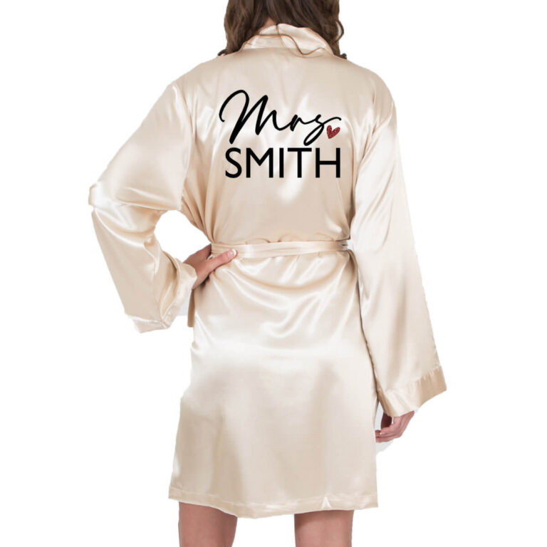 Mrs Satin Robe With Heart Personalized Brides