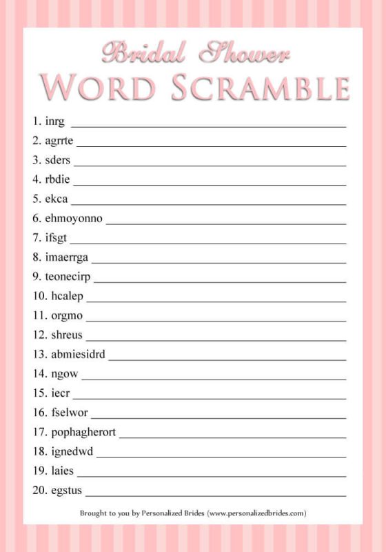 15 Free Printable Bridal Shower Games | Wedding Freebies - Personalized ...