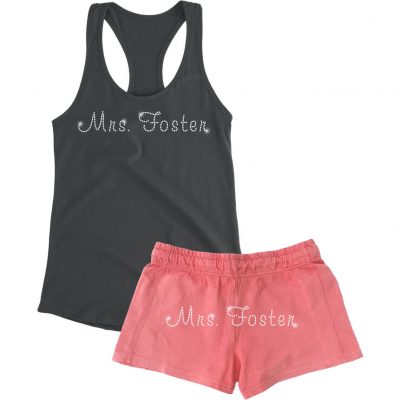 Rhinestone "Mrs." Bride Tank Top and Shorts Set