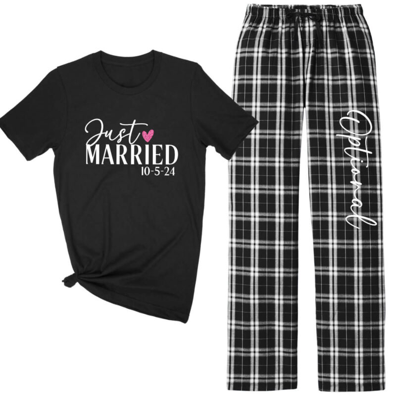 "Just Married" Flannel Pants Set