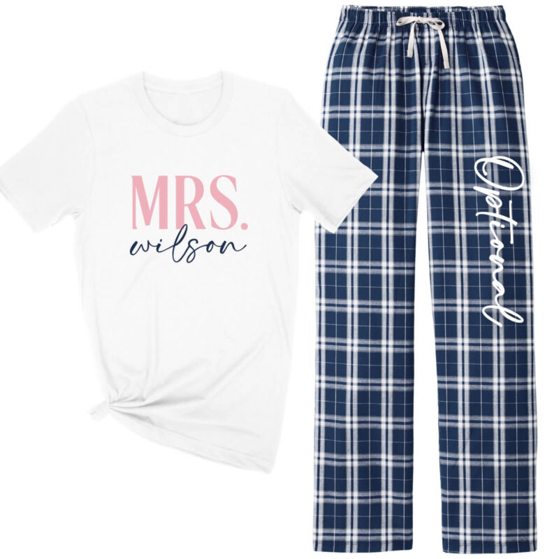 Personalized "Mrs." Flannel Pant Pajama Set