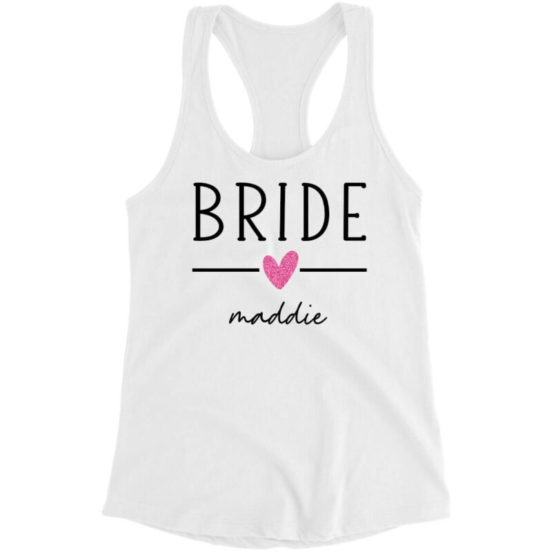 Bride Tank Top with Name and Heart