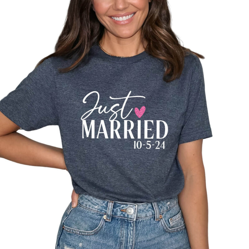 "Just Married" T-Shirt with Date