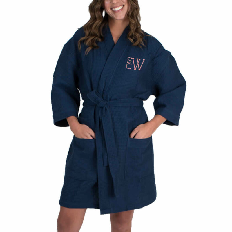 Personalized Waffle Bridal Party Robe with Modern Monogram
