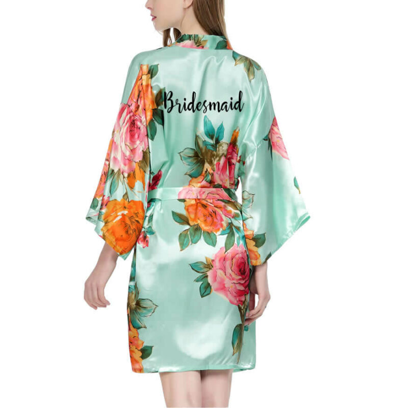 Watercolor Floral Satin Bridesmaid Robe